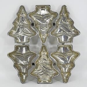 Vintage Christmas Tree Candy Mold Cake Loaf Bread Baking Pan Tin Iron 8.5"x9.5"